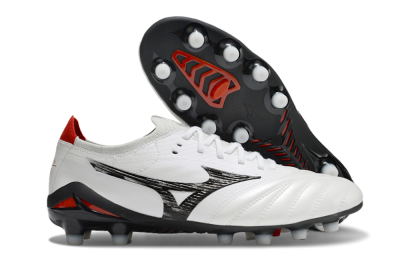 Men's Mizuno Morelia Neo 4 FG Firm Ground Low-Tops Football Boots - White/Black/Red