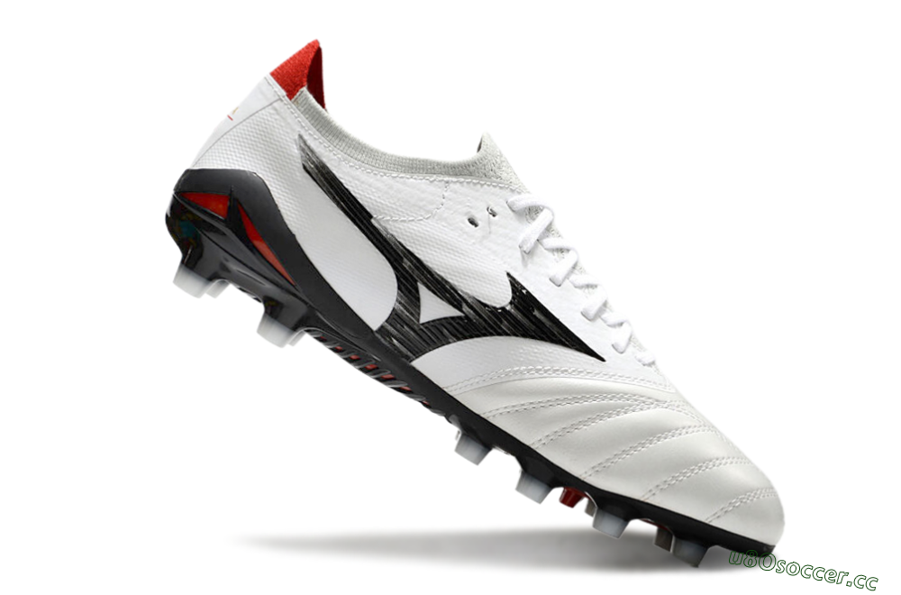 Men's Mizuno Morelia Neo 4 FG Firm Ground Low-Tops Football Boots - White/Black/Red 4