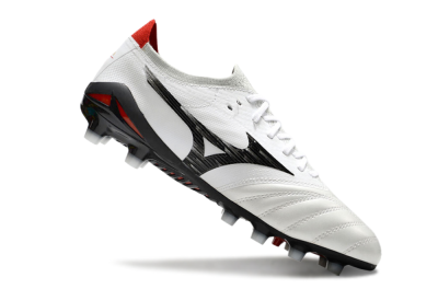 Men's Mizuno Morelia Neo 4 FG Firm Ground Low-Tops Football Boots - White/Black/Red