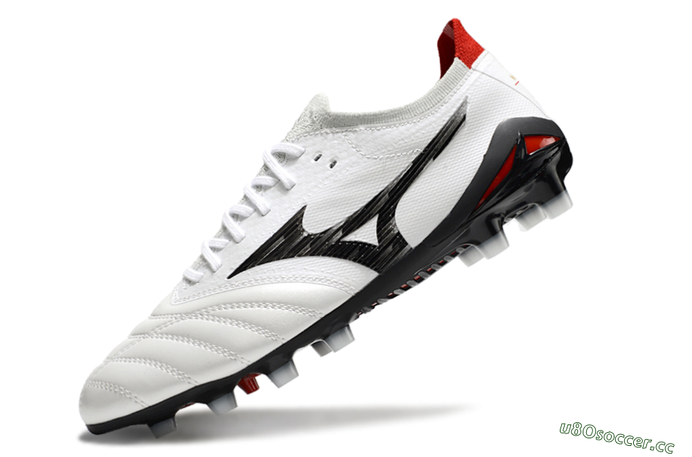 Men's Mizuno Morelia Neo 4 FG Firm Ground Low-Tops Football Boots - White/Black/Red 5