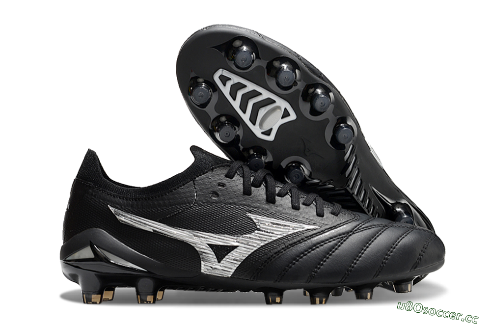 Men's Mizuno Morelia Neo 4 FG Firm Ground Low-Tops Football Boots - Black/White 2