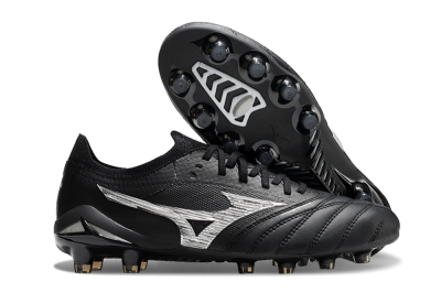 Men's Mizuno Morelia Neo 4 FG Firm Ground Low-Tops Football Boots - Black/White