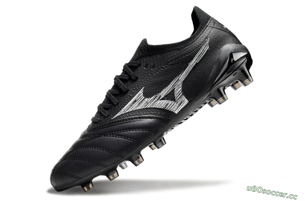 Men's Mizuno Morelia Neo 4 FG Firm Ground Low-Tops Football Boots - Black/White 5