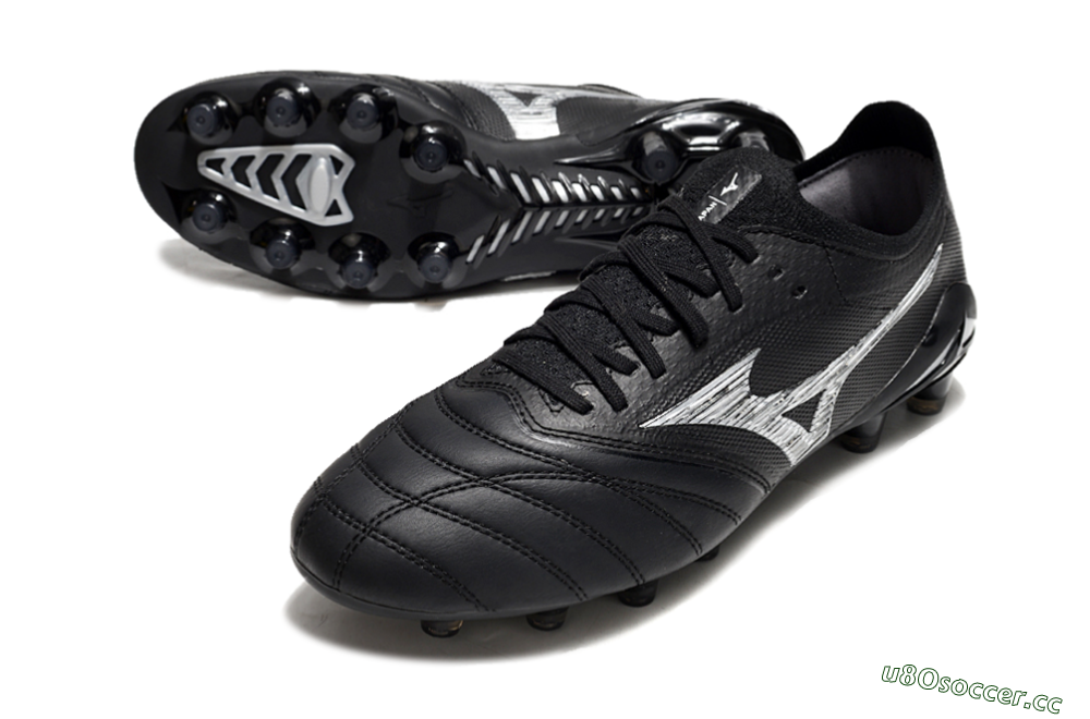 Men's Mizuno Morelia Neo 4 FG Firm Ground Low-Tops Football Boots - Black/White 3