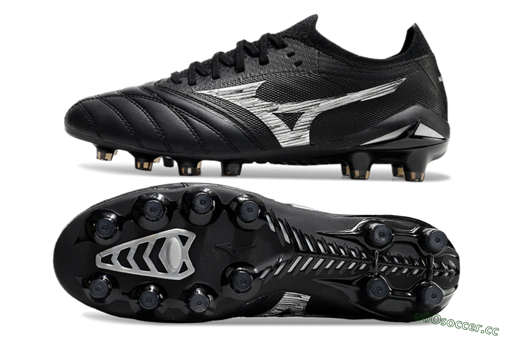 Men's Mizuno Morelia Neo 4 FG Firm Ground Low-Tops Football Boots - Black/White 1