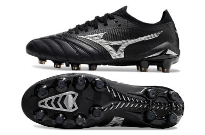 Men's Mizuno Morelia Neo 4 FG Firm Ground Low-Tops Football Boots - Black/White