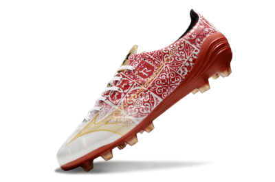 Men's Mizuno Morelia Neo FG Firm Ground Low-Tops Football Boots - White/Red/Gold