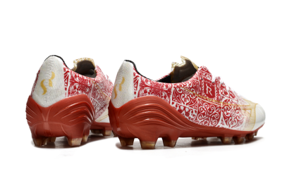 Men's Mizuno Morelia Neo FG Firm Ground Low-Tops Football Boots - White/Red/Gold