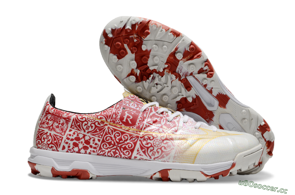 Men's Mizuno Morelia Neo TF Artificial Turf Low-Tops Football Shoes - White/Red/Gold 2