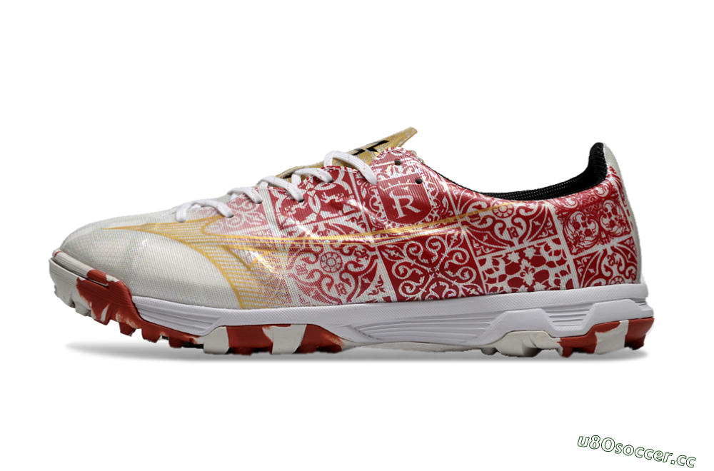 Men's Mizuno Morelia Neo TF Artificial Turf Low-Tops Football Shoes - White/Red/Gold 0