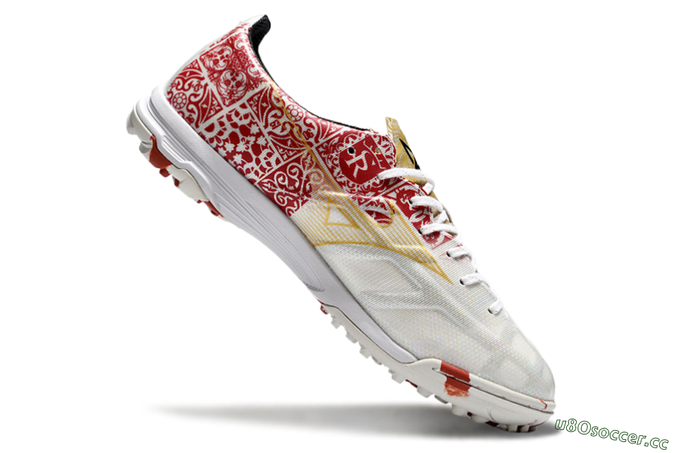 Men's Mizuno Morelia Neo TF Artificial Turf Low-Tops Football Shoes - White/Red/Gold 4