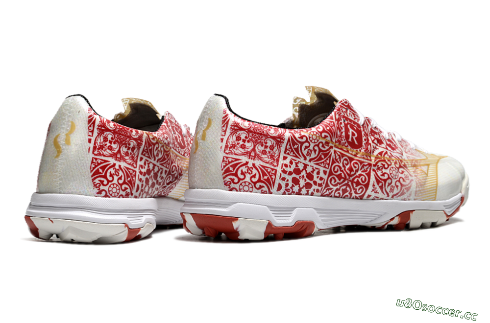 Men's Mizuno Morelia Neo TF Artificial Turf Low-Tops Football Shoes - White/Red/Gold 6