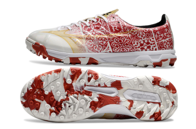 Men's Mizuno Morelia Neo TF Artificial Turf Low-Tops Football Shoes - White/Red/Gold