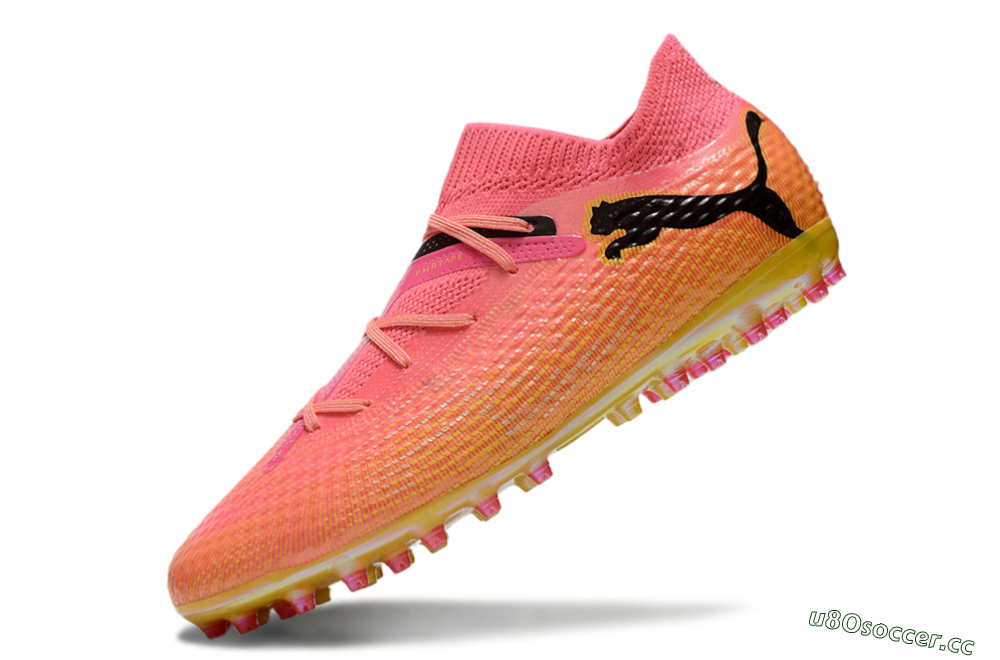 Unisex Puma Future Ultimate MG Multi Ground Low-Tops Football Boots - Pink/Black/Yellow 6