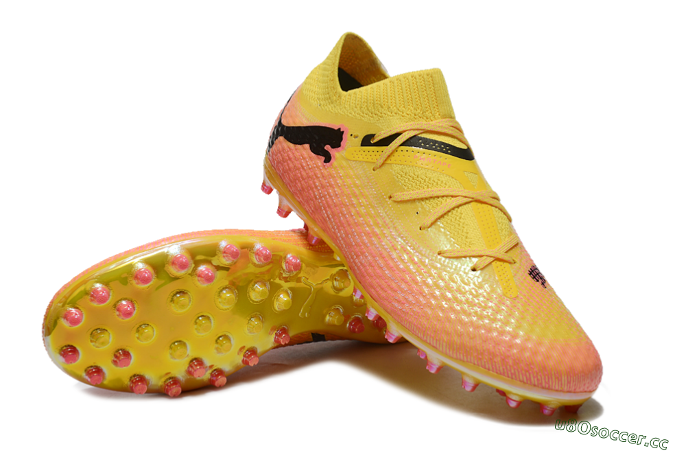 Unisex Puma Future Ultimate MG Multi Ground Low-Tops Football Boots - Pink/Black/Yellow 3