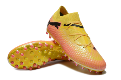 Unisex Puma Future Ultimate MG Multi Ground Low-Tops Football Boots - Pink/Black/Yellow