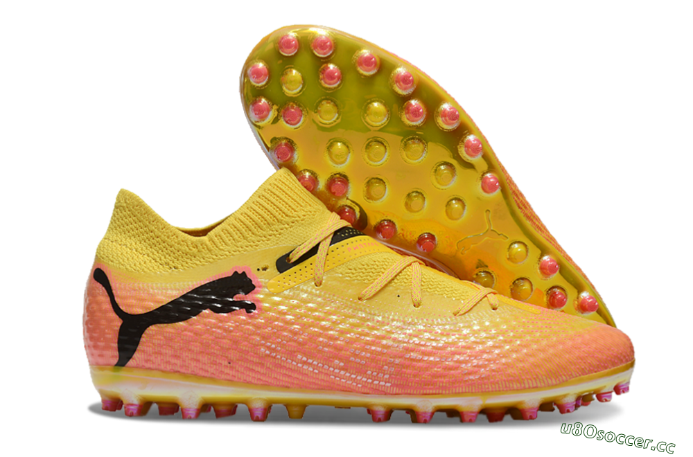 Unisex Puma Future Ultimate MG Multi Ground Low-Tops Football Boots - Pink/Black/Yellow 2