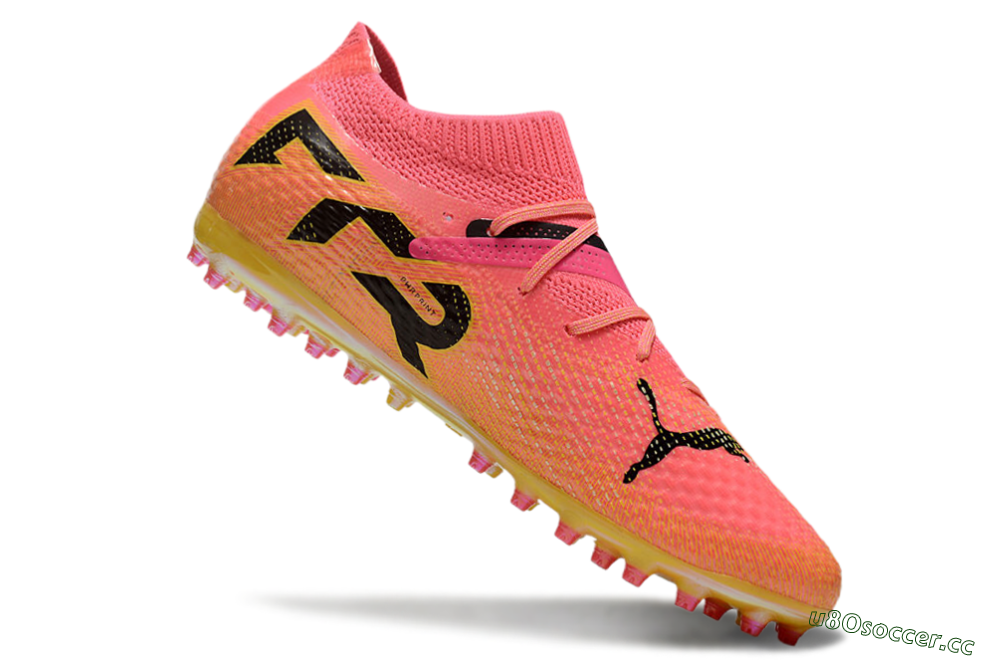 Unisex Puma Future Ultimate MG Multi Ground Low-Tops Football Boots - Pink/Black/Yellow 5