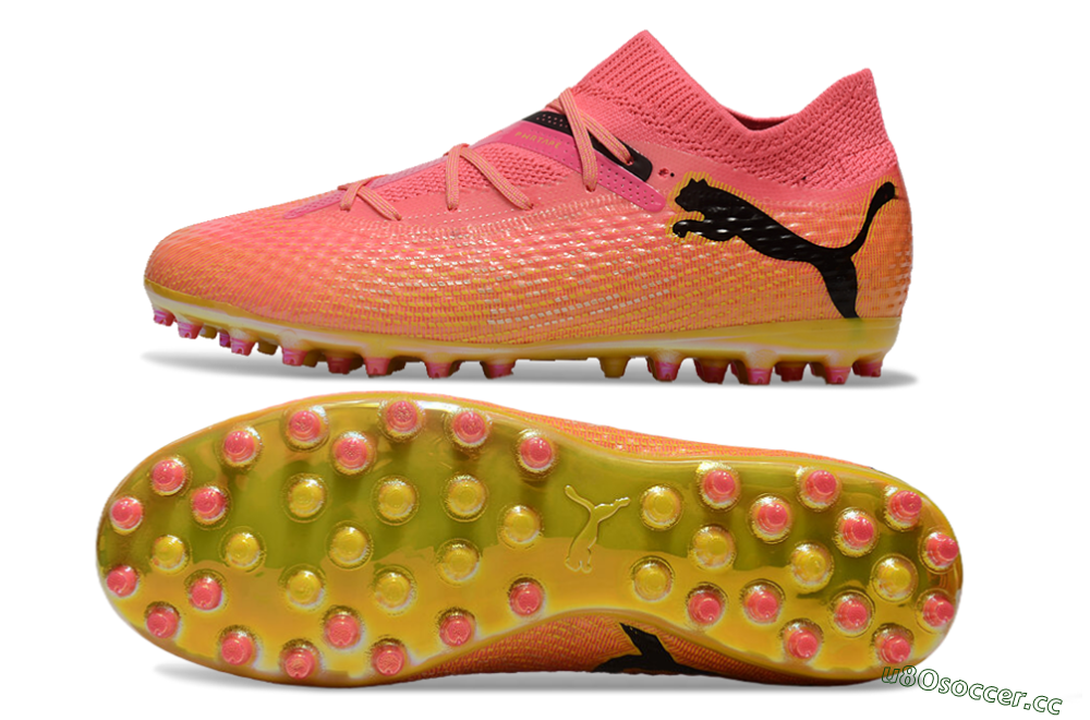 Unisex Puma Future Ultimate MG Multi Ground Low-Tops Football Boots - Pink/Black/Yellow 1