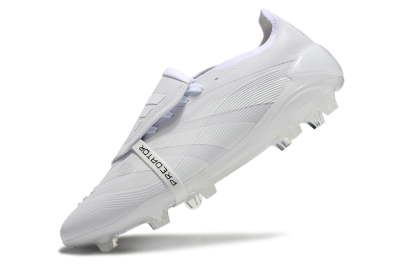 Unisex Adidas Predator Elite Foldover Tongue FG Firm Ground Low-Tops Football Boots - White/Silver