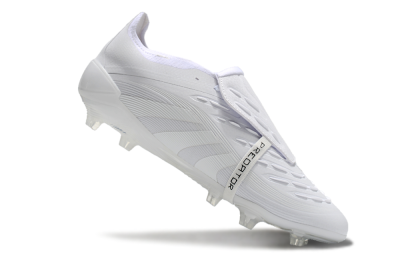 Unisex Adidas Predator Elite Foldover Tongue FG Firm Ground Low-Tops Football Boots - White/Silver