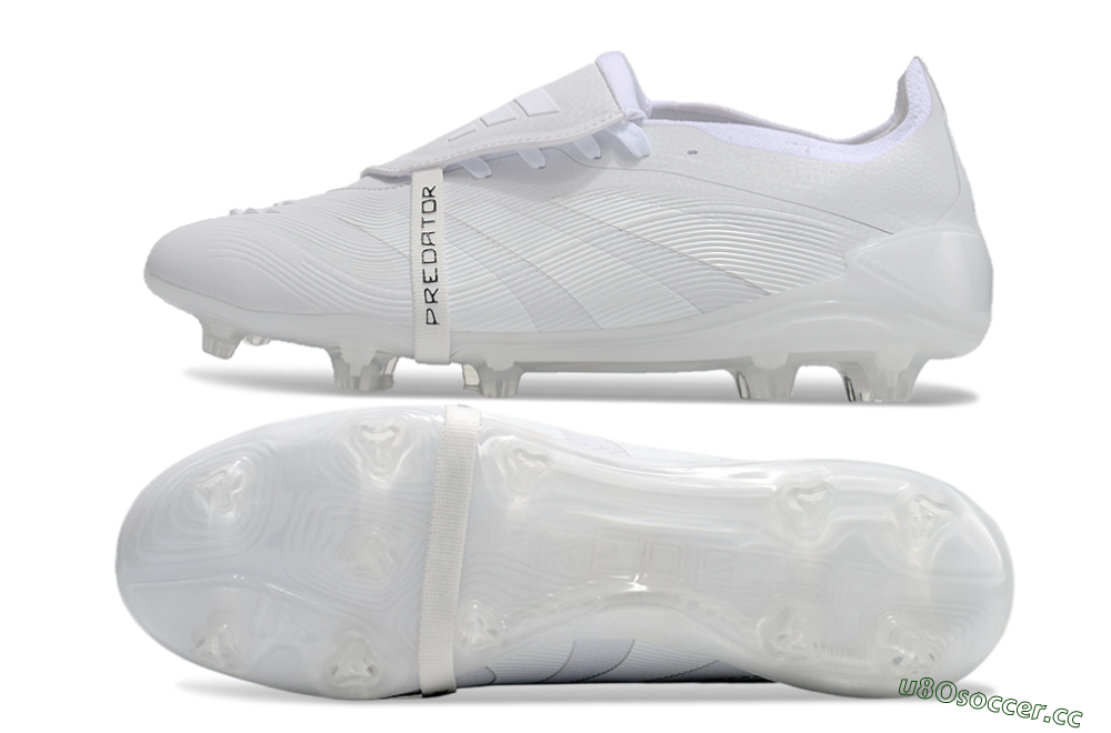 Unisex Adidas Predator Elite Foldover Tongue FG Firm Ground Low-Tops Football Boots - White/Silver 1