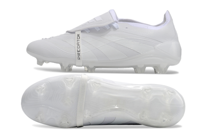 Unisex Adidas Predator Elite Foldover Tongue FG Firm Ground Low-Tops Football Boots - White/Silver
