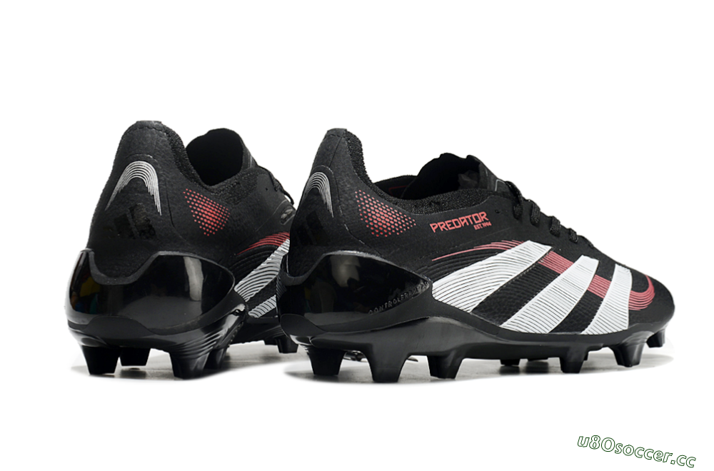 Unisex Adidas Predator Elite 2025 Stealth Victory FG Firm Ground Low-Tops Football Boots - Black/White/Red 6