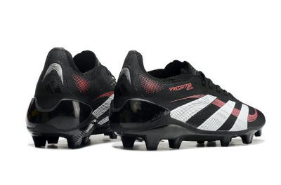 Unisex Adidas Predator Elite 2025 Stealth Victory FG Firm Ground Low-Tops Football Boots - Black/White/Red