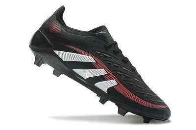 Unisex Adidas Predator Elite 2025 Stealth Victory FG Firm Ground Low-Tops Football Boots - Black/White/Red