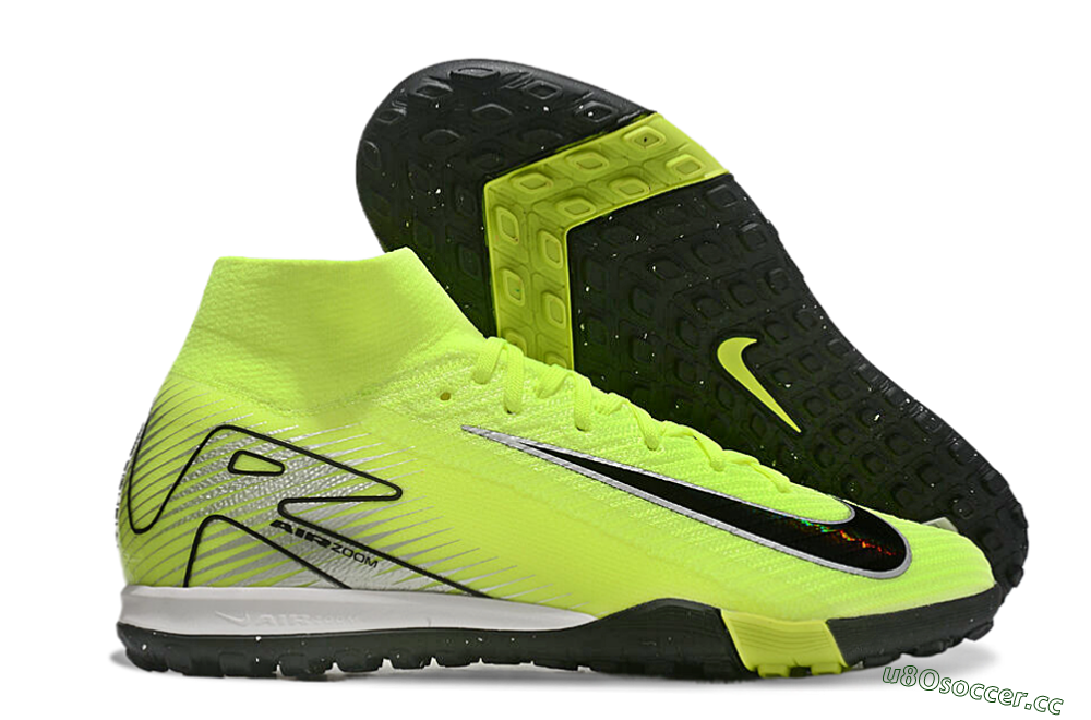 Unisex Nike Air Zoom Mercurial Superfly 10 Elite TF Artificial Turf High-Tops Football Shoes - Yellow/Black/Silver 2