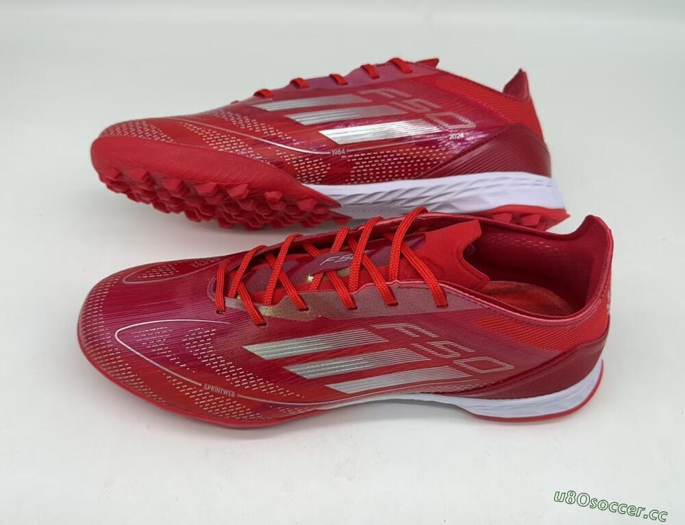 Men's Adidas F50 Pro TF Artificial Turf Low-Tops Football Shoes - Red/Silver/White