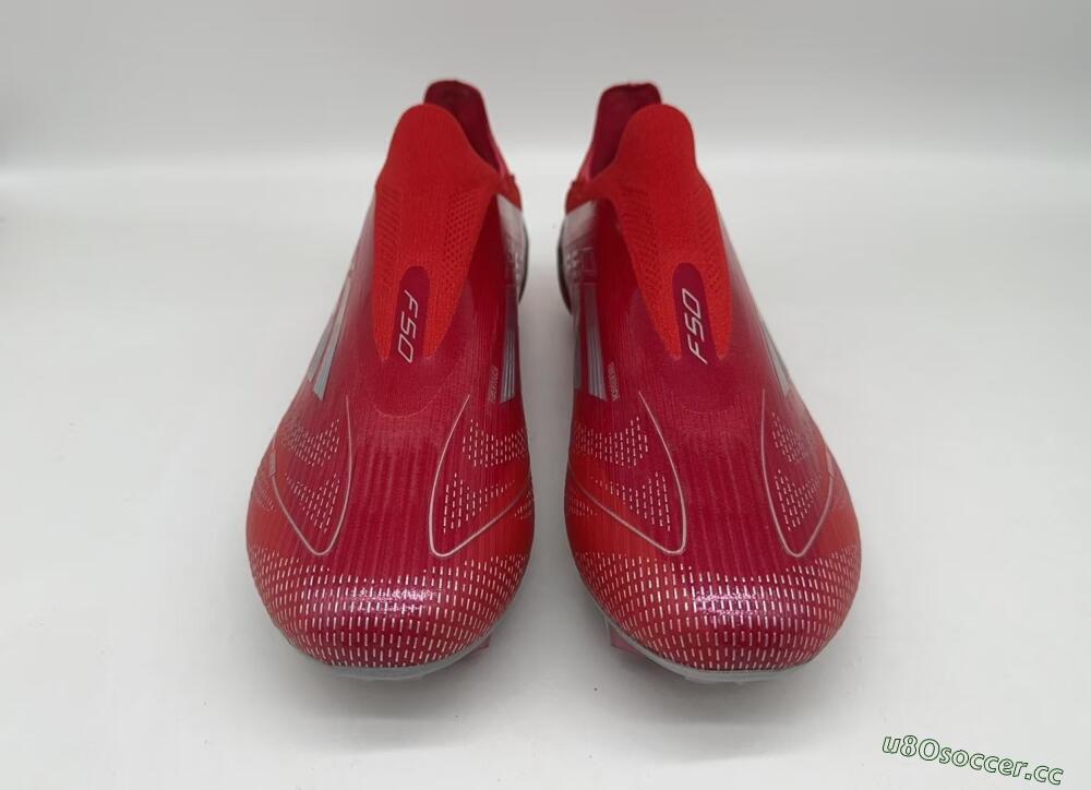 Men's Adidas F50 Elite Laceless FG Firm Ground Low-Tops Football Boots - Red/Silver