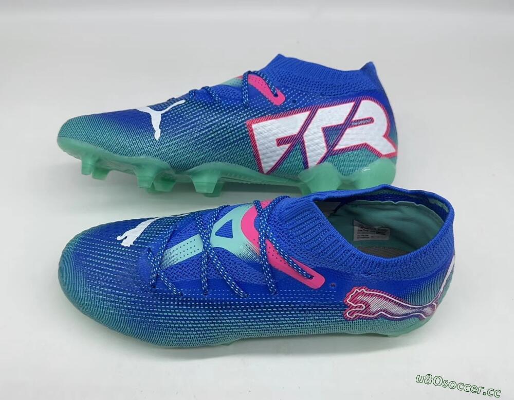 Men's Puma Future Ultimate FG Firm Ground Low-Tops Football Boots - Jade/Blue/Red