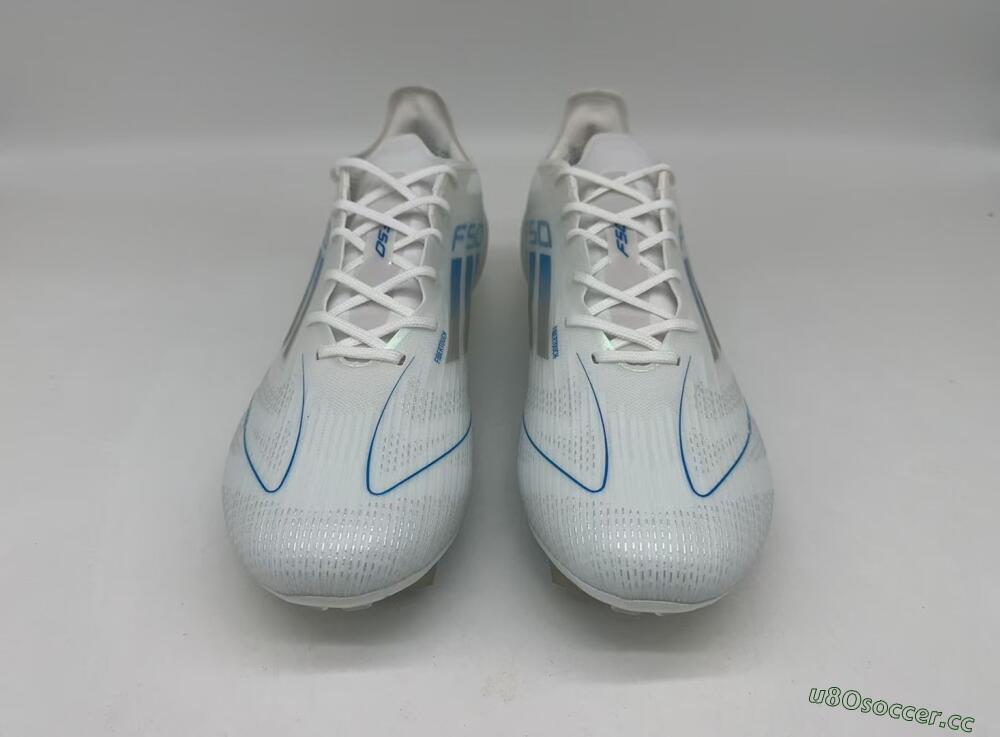 Men's Adidas F50 Elite FG Firm Ground Low-Tops Football Boots - White/Silver/Blue