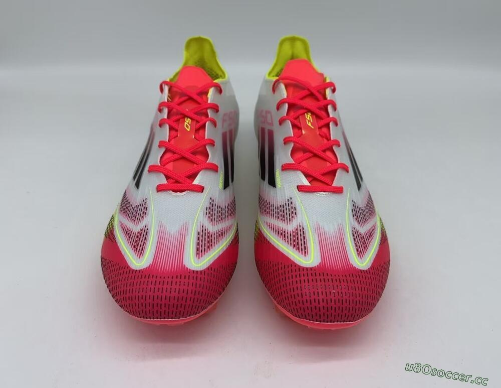 Men's Adidas F50 Elite FG Firm Ground Low-Tops Football Boots - White/Red/Yellow
