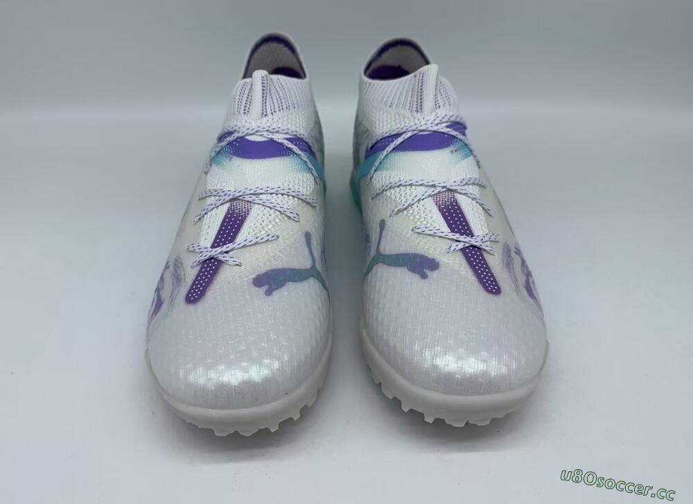 Men's Puma Future Ultimate TF Artificial Turf Low-Tops Football Shoes - Beige/Jade/Purple
