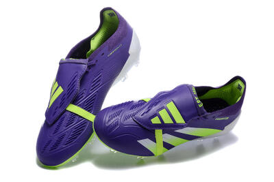 Men's Adidas Predator Elite Foldover Tongue FG Firm Ground Low-Tops Football Boots - Purple/Yellow/White