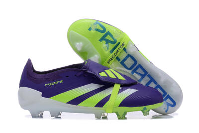 Men's Adidas Predator Elite Foldover Tongue FG Firm Ground Low-Tops Football Boots - Purple/Yellow/White