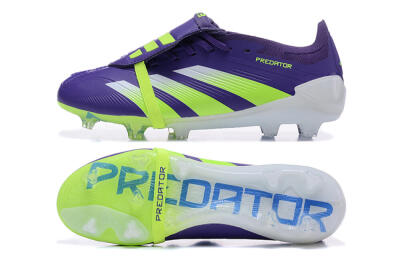 Men's Adidas Predator Elite Foldover Tongue FG Firm Ground Low-Tops Football Boots - Purple/Yellow/White