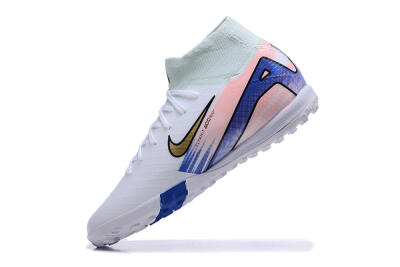 Unisex Nike Air Zoom Mercurial Superfly 10 Elite TF Artificial Turf High-Tops Football Shoes - White/Gold/Blue/Pink
