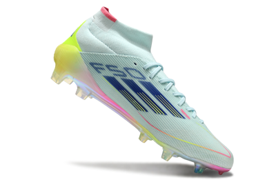Men's Adidas F50 Elite Mid FG Firm Ground High-Tops Football Boots - Jade/Yellow/Pink/Gold