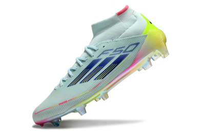 Men's Adidas F50 Elite Mid FG Firm Ground High-Tops Football Boots - Jade/Yellow/Pink/Gold