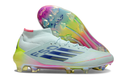 Men's Adidas F50 Elite Mid FG Firm Ground High-Tops Football Boots - Jade/Yellow/Pink/Gold