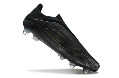 Men's Adidas F50 Elite Laceless SG Soft Ground Low-Tops Football Boots - Black/Silver/Gold