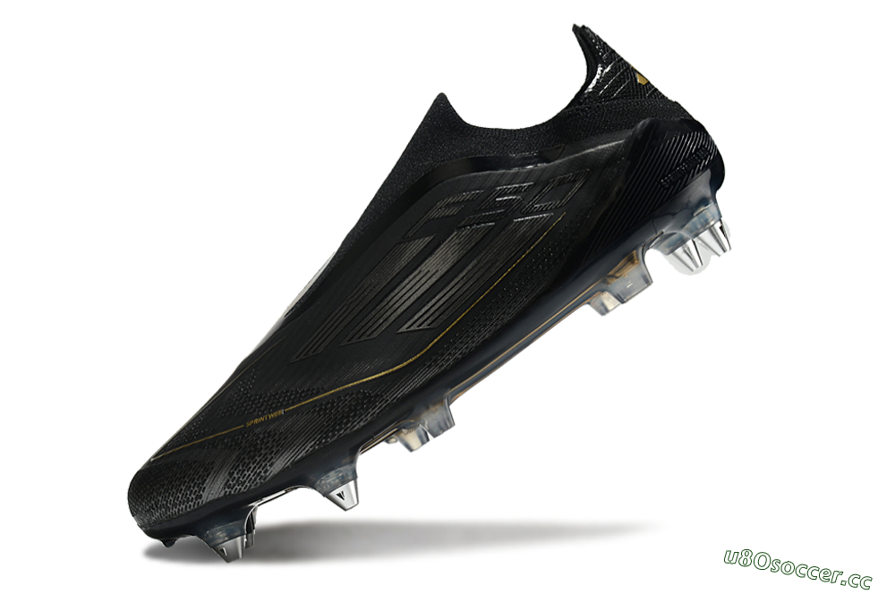 Men's Adidas F50 Elite Laceless SG Soft Ground Low-Tops Football Boots - Black/Silver/Gold 5