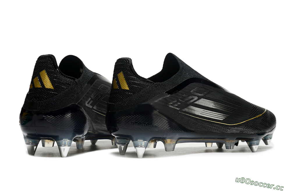Men's Adidas F50 Elite Laceless SG Soft Ground Low-Tops Football Boots - Black/Silver/Gold 6