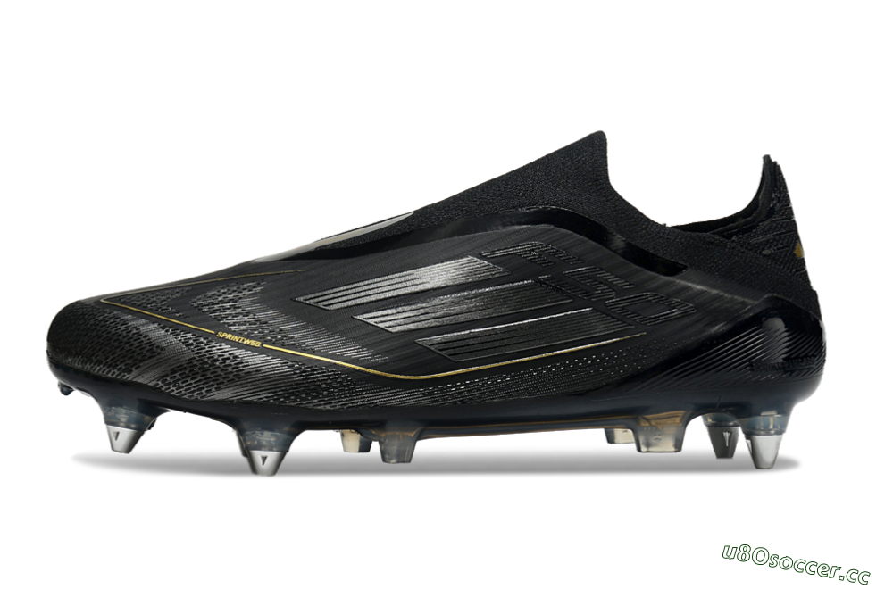 Men's Adidas F50 Elite Laceless SG Soft Ground Low-Tops Football Boots - Black/Silver/Gold 0
