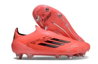 Men's Adidas F50 Elite Laceless SG Soft Ground Low-Tops Football Boots - Red/Black/Silver