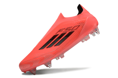 Men's Adidas F50 Elite Laceless SG Soft Ground Low-Tops Football Boots - Red/Black/Silver